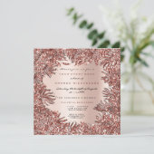 Tropische Fern-Blätter Gerahmte Rose Gold Pink Met Einladung (Stehend Vorderseite)