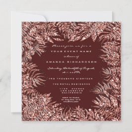 Tropische Fern Blätter Rahmen Rose Gold Kupfer Mar Einladung