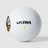 Tropische Fiji Beach-Szene mit gbcnm Golfball (Logo)