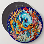 Tropische Fisch Bunte Sommer Stimmung Button (Vorne & Hinten)