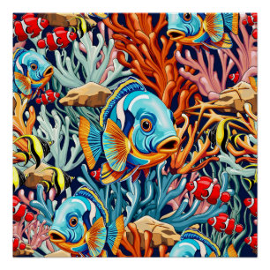 Tropische Fisch Bunte Sommer Stimmung Poster
