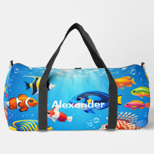 Tropische Fisch-Tasche mit Ihrem Namen darauf Duffle Bag