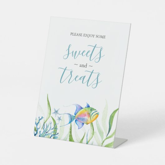 Tropische Fischdusche Dessert Tabletop-Zeichen Sockelschild (Vorderseite)