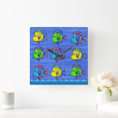 Tropische Fische 1 quadratische Wanduhr (Zuhause)
