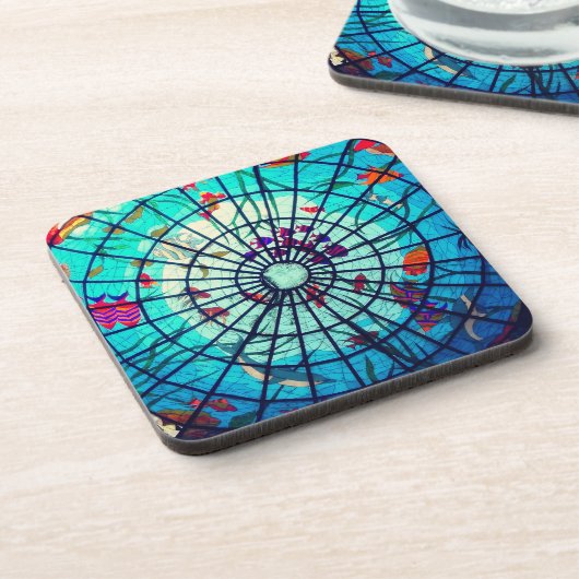 Tropische Fische aus Glas Getränkeuntersetzer (Linke Seite)