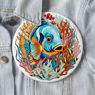 Tropische Fische Bunte Sommerstimmung Button