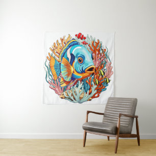 Tropische Fische Bunte Sommerstimmung Wandteppich
