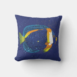 Tropische Fische drucken Navy Blue und Yellow Natu Kissen