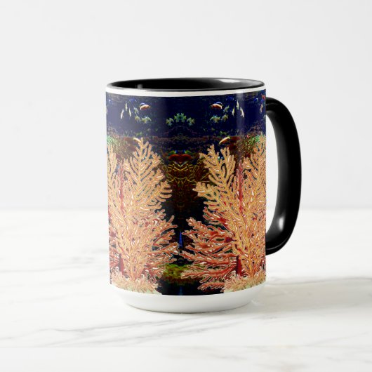 Tropische Fische farbenfrohe Korallenriff Deep Blu Tasse (VorderseiteRechts)