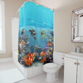 TROPISCHE FISCHE IM OZEAN. FISH TANK.  AQUARIUM DUSCHVORHANG
