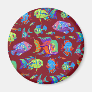 Tropische Fische in dunkelrot vergnügen Magnet