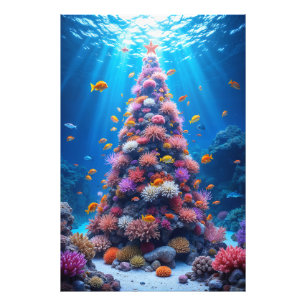 Tropische Fische Schwimmen Um Den Weihnachtskorall Fotodruck