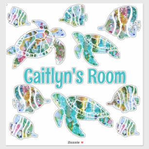 Tropische Fische und Meeresschildkröten Aufkleber