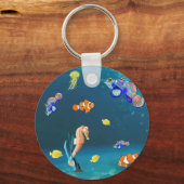 Tropische Fische und Seepferd in Farben Schlüsselanhänger (Vorderseite)