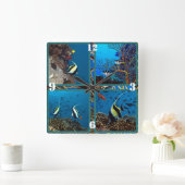 Tropische Fischszenen Wall Clock Quadratische Wanduhr (Zuhause)