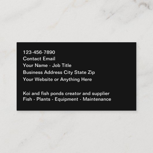 Tropische Fischteiche und Gärten Visitenkarte (Rückseite)