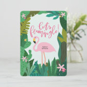 TROPISCHE FLAMINGO BABY SHOWER EINLADUNG (Stehend Vorderseite)