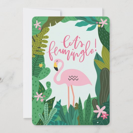 TROPISCHE FLAMINGO BABY SHOWER EINLADUNG (Vorderseite)