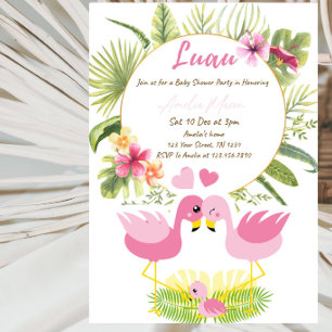 Tropische Flamingo-Baby-Shower-Party Einladung
