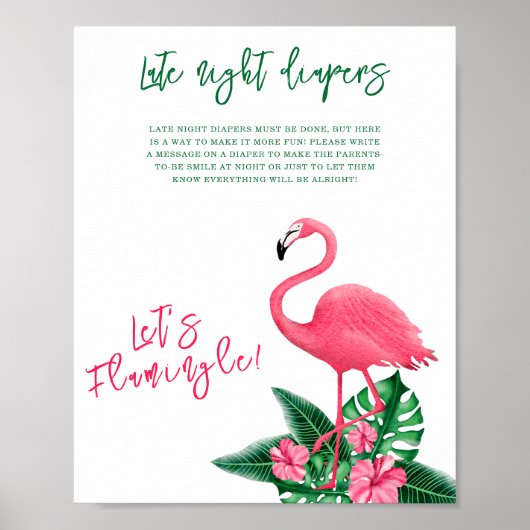 Tropische Flamingo-Babydusche Späte Nachttaucher Poster (Vorne)