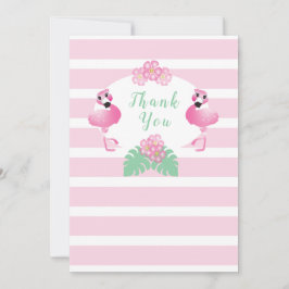 Tropische Flamingo-Blume Streifen rosa Dankeskarte