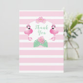 Tropische Flamingo-Blume Streifen rosa Dankeskarte (Stehend Vorderseite)