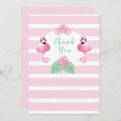 Tropische Flamingo-Blume Streifen rosa Dankeskarte (Vorne/Hinten)