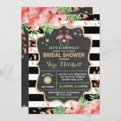 Tropische Flamingo-Brautparty Luau Einladung (Vorne/Hinten)