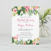 Tropische Flamingo Bridal Dusche INeritation Einladung (Stehend Vorderseite)