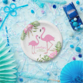 Tropische Flamingo Floral Babydusche Pappteller (Party)