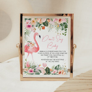Tropische Flamingo Kinderdusche Say Baby nicht Poster