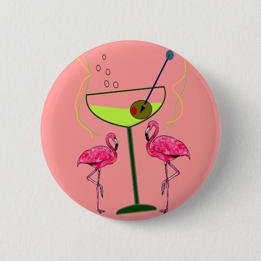 Tropische Flamingo-Kunst-Geschenke Button (Vorderseite)