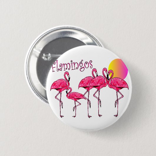 Tropische Flamingo-Kunst-Geschenke Button (Vorne & Hinten)
