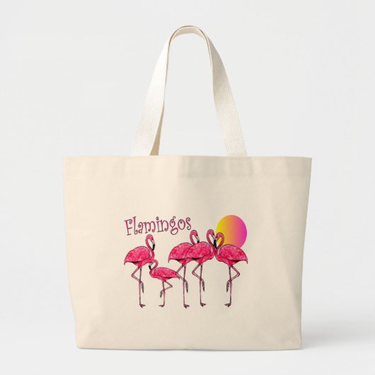 Tropische Flamingo-Kunst-Geschenke Jumbo Stoffbeutel (Vorne)