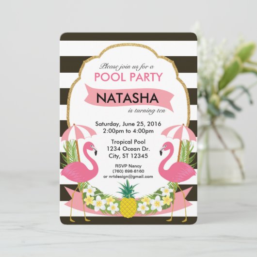 Tropische Flamingo-Party Einladung (12x18) (Stehend Vorderseite)