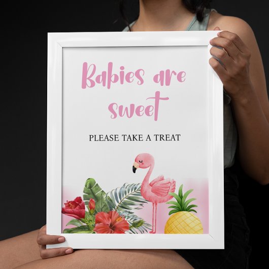 Tropische Flamingo Pink Babies sind süße Zeichen Poster