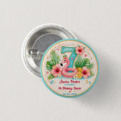 Tropische Flamingo-Poolparty zum 7. Geburtstag Spl Button (Vorne & Hinten)