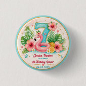 Tropische Flamingo-Poolparty zum 7. Geburtstag Spl Button (Vorderseite)