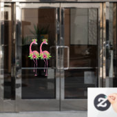 Tropische Flamingo-Tänzer, Dschungeldörfer Pflanze Fensteraufkleber (Büro Tür)