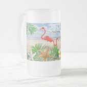 Tropische Flamingo-Vögel am Strand Mattglas Bierglas (Vorderseite Links)