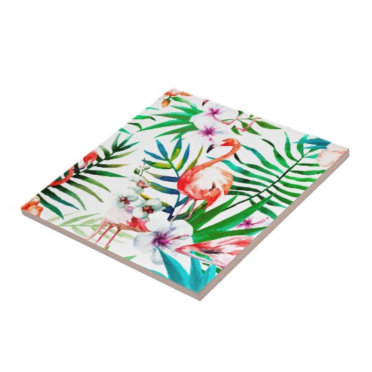 Tropische Flamingokunst Fliese (Seite)