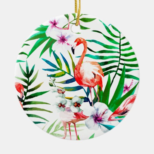 Tropische Flamingokunst Keramikornament (Vorne)