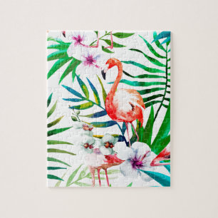 Tropische Flamingokunst Puzzle