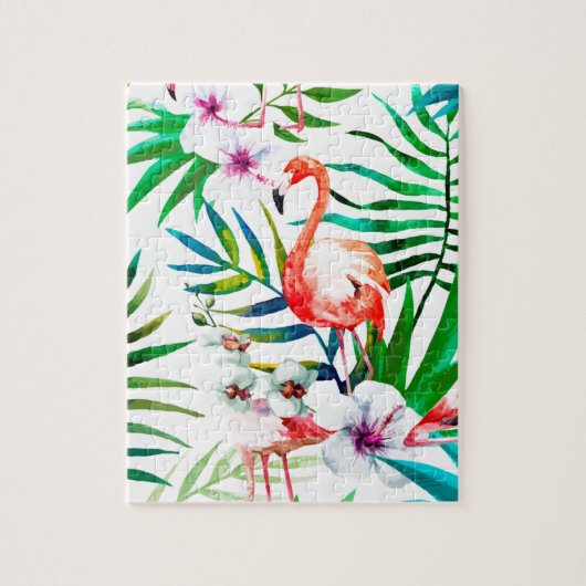 Tropische Flamingokunst Puzzle (Vertikal)