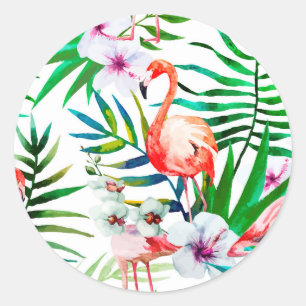 Tropische Flamingokunst Runder Aufkleber