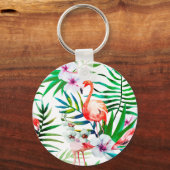 Tropische Flamingokunst Schlüsselanhänger (Vorderseite)