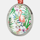 Tropische Flamingokunst Silbernes Ornament (Links)
