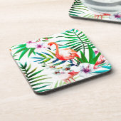 Tropische Flamingokunst Untersetzer (Linke Seite)