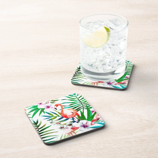 Tropische Flamingokunst Untersetzer (Rechte Seite)