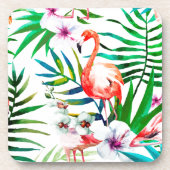 Tropische Flamingokunst Untersetzer (Vorderseite)